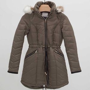BKE Puffer Coat - Olive Winter Trench Coat